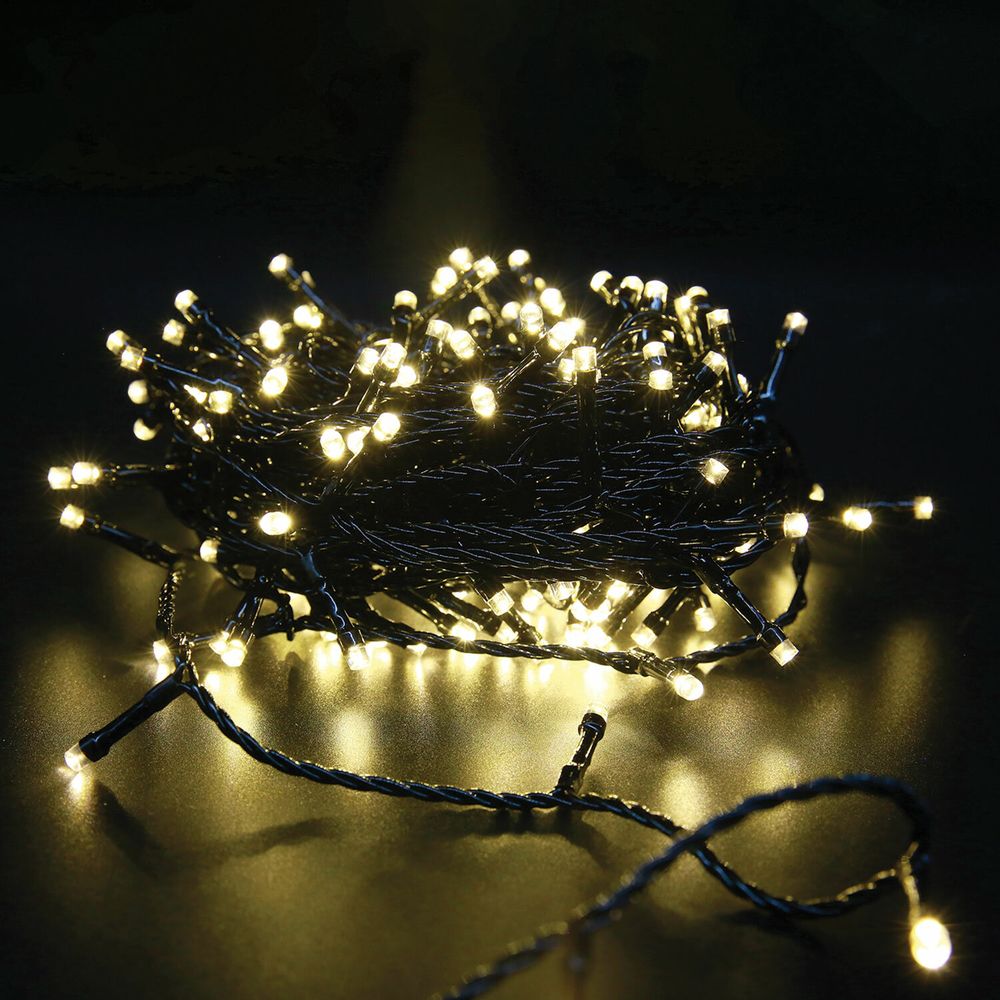 Электрогирлянда-нить комнатная "Стандарт" 10 м, 100 LED, теплый белый свет, 220 V, контроллер, ЗОЛОТАЯ СКАЗКА