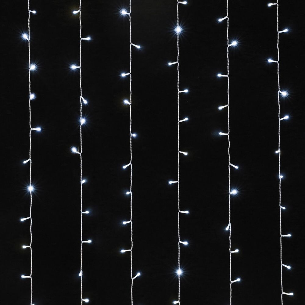 Электрогирлянда-занавес комнатная "Штора" 3х2 м, 144 LED, холодный белый свет, 220 V, ЗОЛОТАЯ СКАЗКА