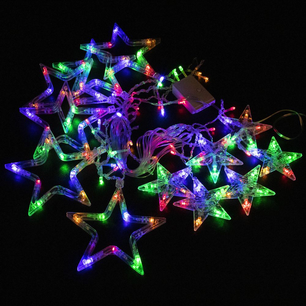 Электрогирлянда-занавес комнатная "Звезды" 3х0,5 м, 108 LED, мультицветная, 220 V, ЗОЛОТАЯ СКАЗКА