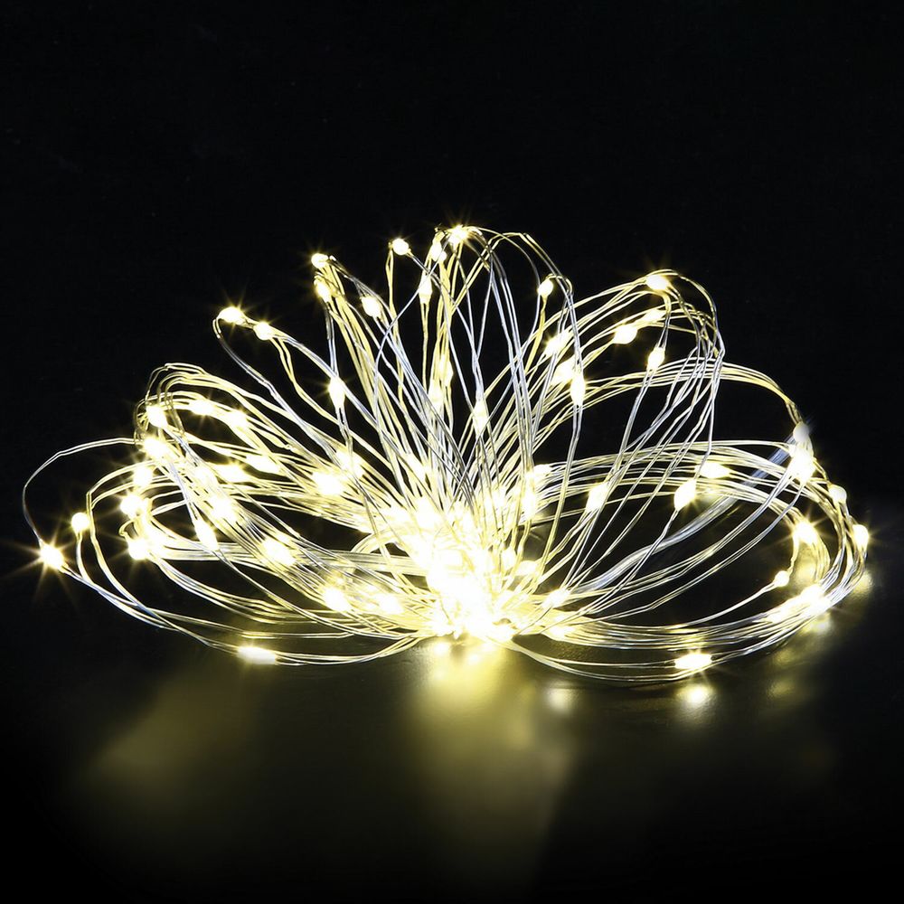 Электрогирлянда-нить комнатная "Роса" 5 м, 50 LED, теплый белый свет, на батарейках, ЗОЛОТАЯ СКАЗКА