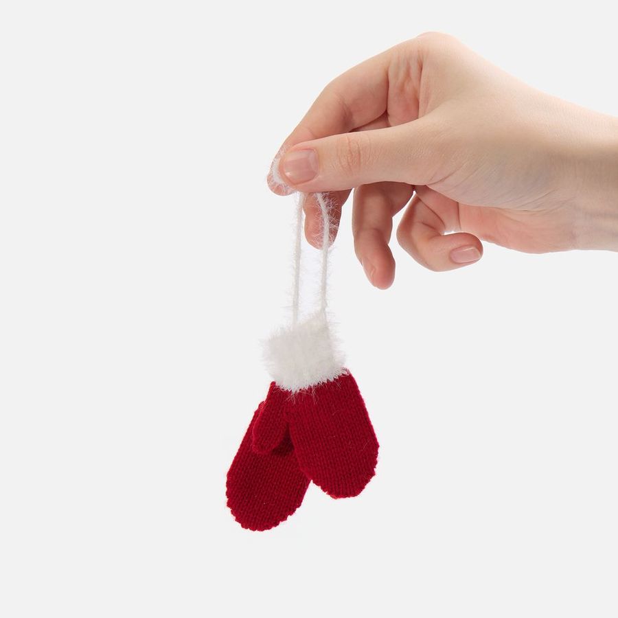 Подвеска на елку «Вьюжка» варежки красная