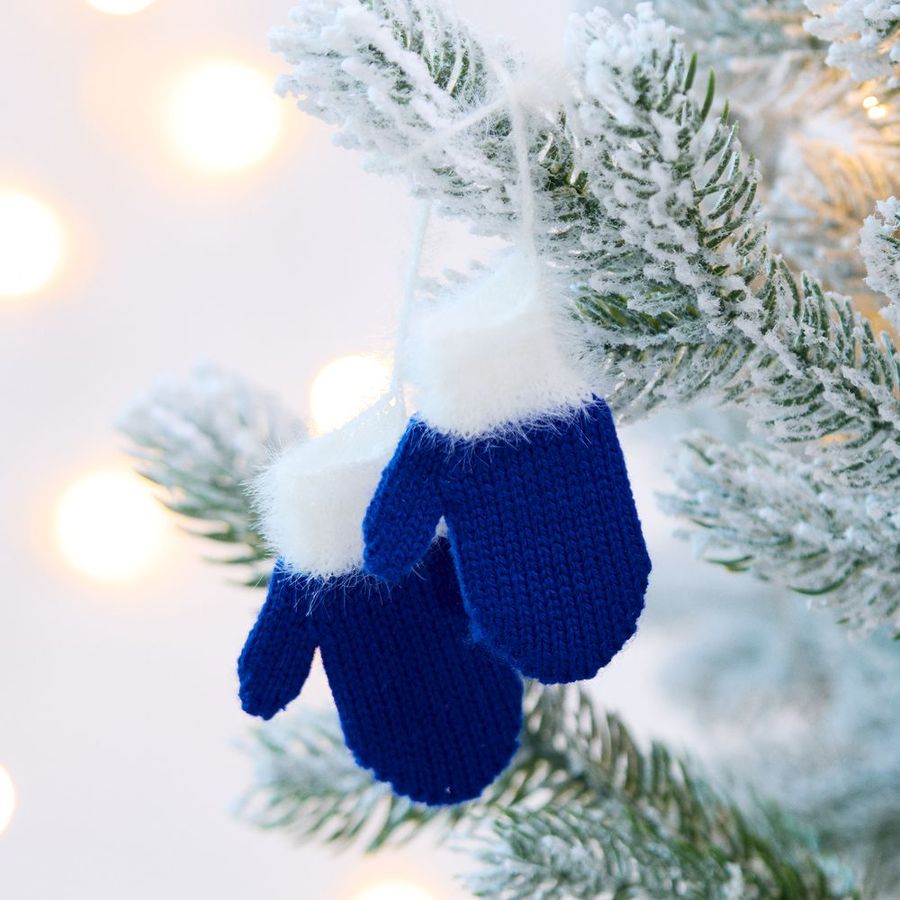 Подвеска на елку «Вьюжка» варежки синяя