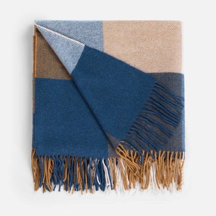 Плед Fleco синий с коричневым