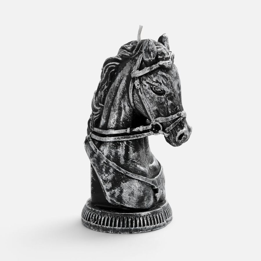 Свеча фигурная «Бюст лошади» серебристая