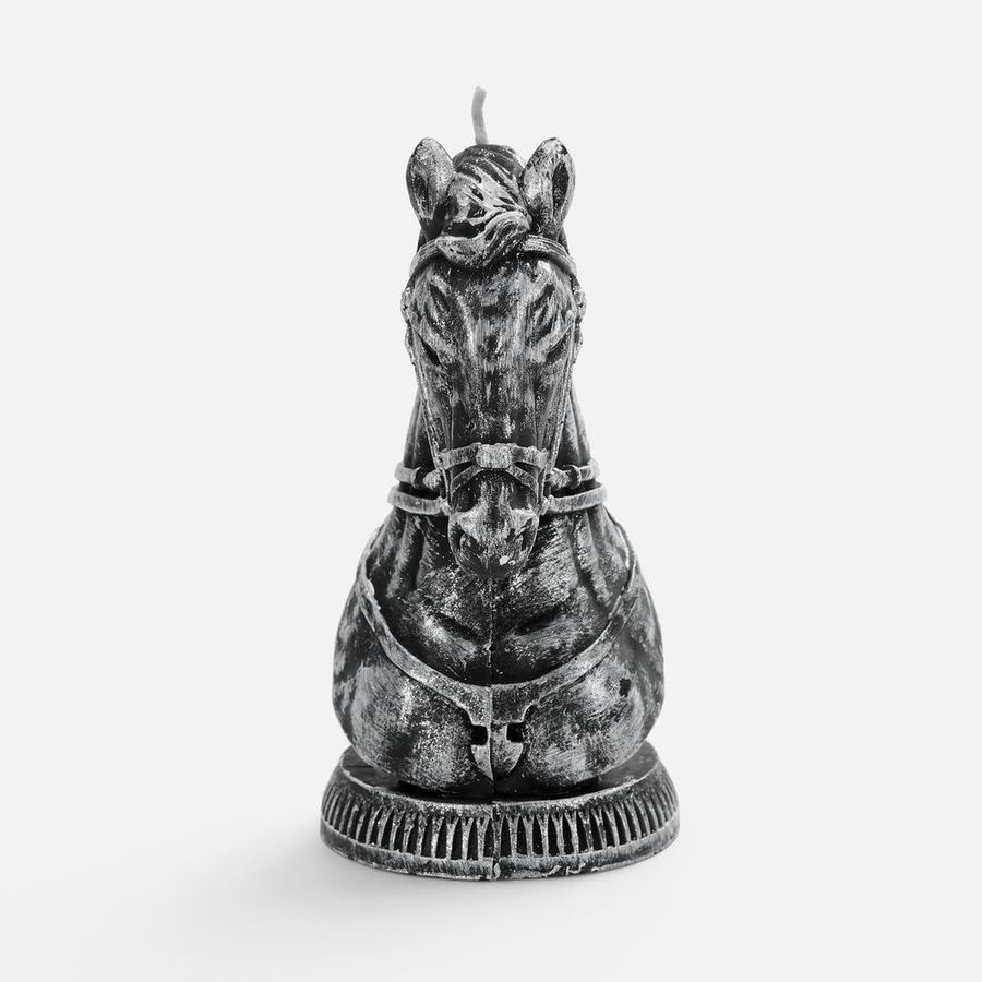 Свеча фигурная «Бюст лошади» серебристая