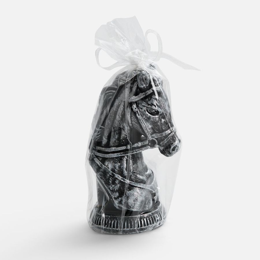 Свеча фигурная «Бюст лошади» серебристая