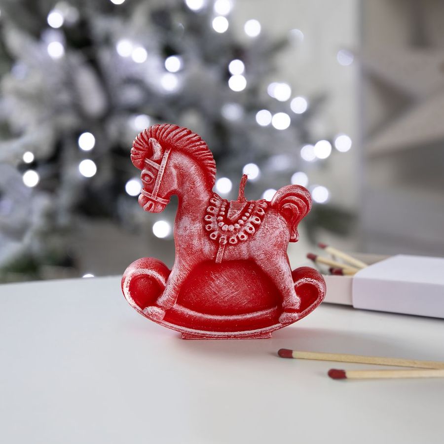 Свеча фигурная «Лошадка-качалка» красная