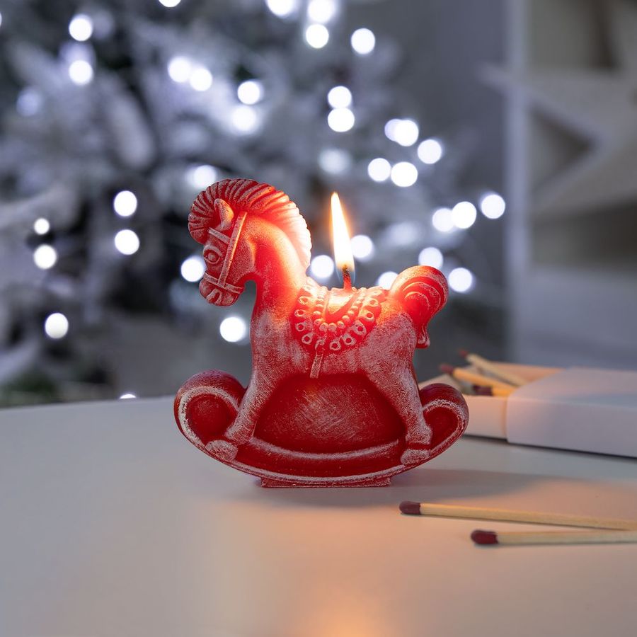 Свеча фигурная «Лошадка-качалка» красная