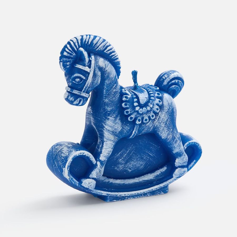 Свеча фигурная «Лошадка-качалка» синяя