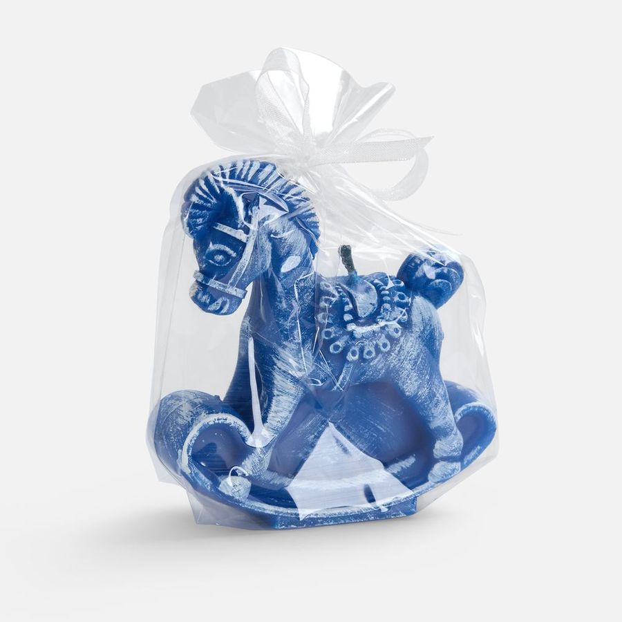 Свеча фигурная «Лошадка-качалка» синяя