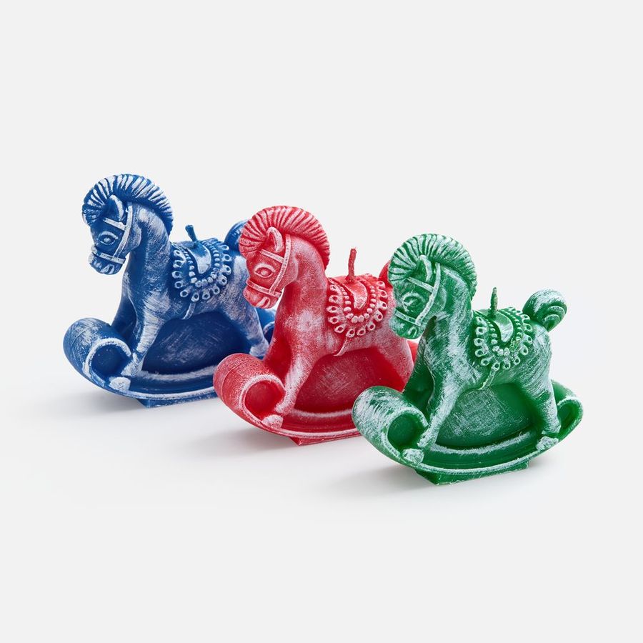 Свеча фигурная «Лошадка-качалка» синяя