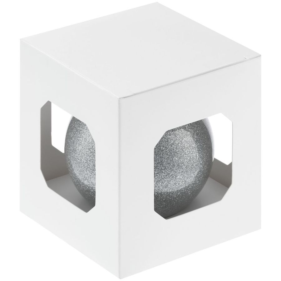 Елочный шар Finery Shine 8 см глянцевый серебристый с глиттером