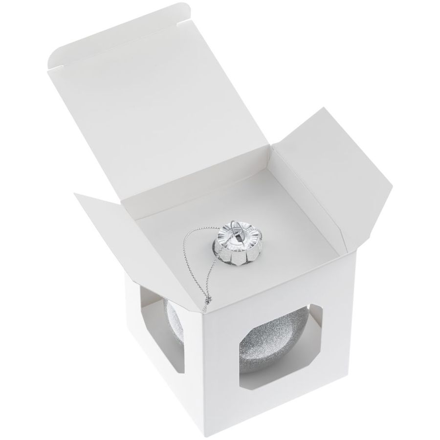 Елочный шар Finery Shine 8 см глянцевый серебристый с глиттером