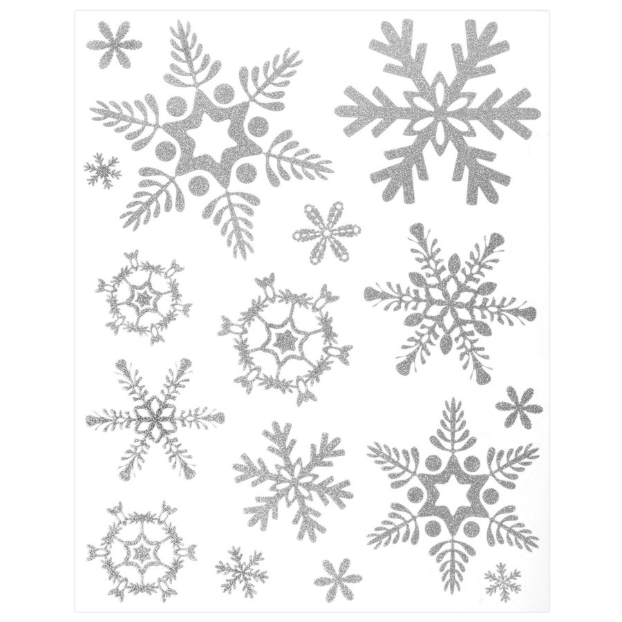 Наклейка для окон, 64 СНЕЖИНКИ, КОМПЛЕКТ 4 шт., 30х38 см, глиттер, серебро, ЗОЛОТАЯ СКАЗКА