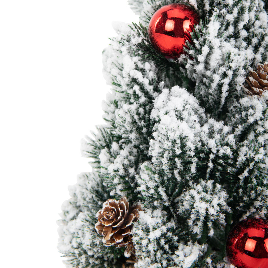 Ель новогодняя искусственная 32 см, заснеженная с декором, литой ПЭТ, ЗОЛОТАЯ СКАЗКА