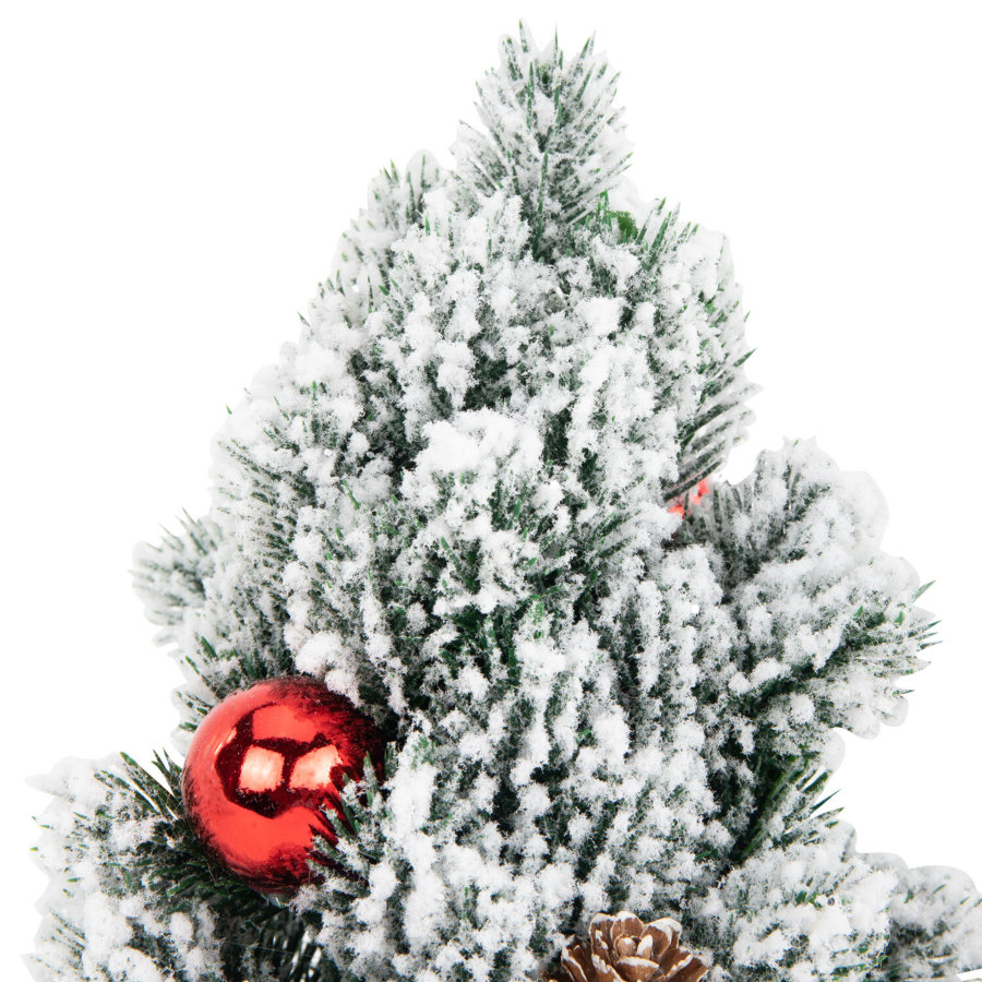 Ель новогодняя искусственная 32 см, заснеженная с декором, литой ПЭТ, ЗОЛОТАЯ СКАЗКА