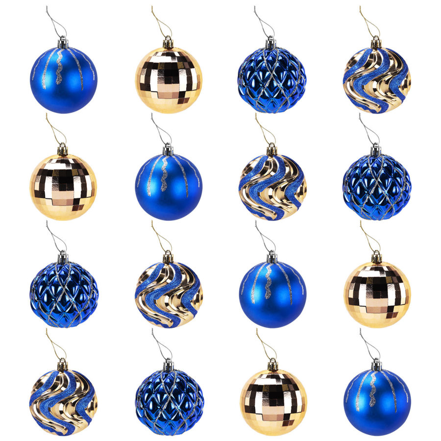 Шары елочные 16 шт., 8 см,