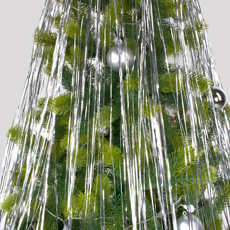 Дождик новогодний, КОМПЛЕКТ 5 штук, ширина 10 см, длина 2 м, серебристый, ЗОЛОТАЯ СКАЗКА