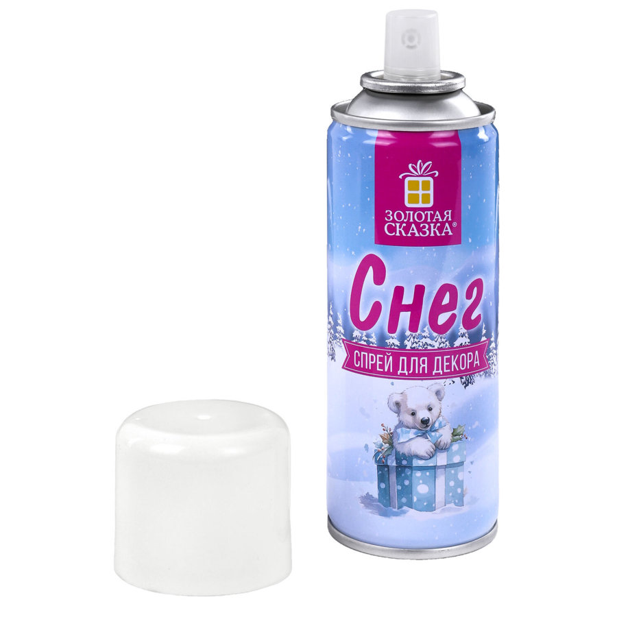 Снег для декорирования в спрее БЕЛЫЙ СНЕГ, 250 мл, 85 г, ЗОЛОТАЯ СКАЗКА