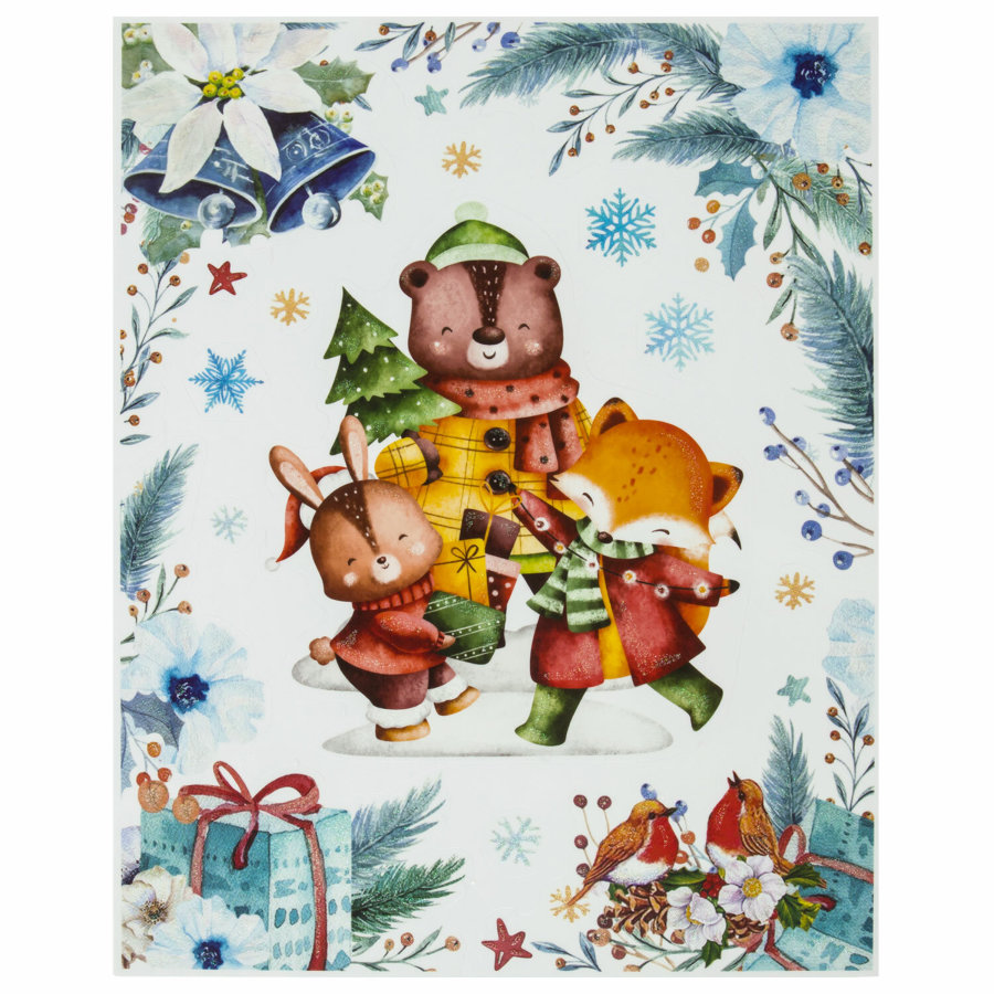 Наклейка для окон (1 штука) двусторонняя МНОГОРАЗОВАЯ 30х38 см, 