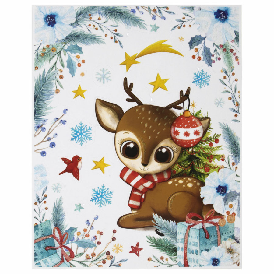 Наклейка для окон (1 штука) двусторонняя МНОГОРАЗОВАЯ 30х38 см, 