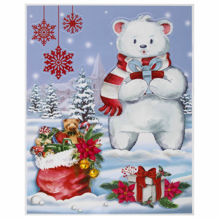 Наклейка для окон (1 штука) двусторонняя МНОГОРАЗОВАЯ 30х38 см, 