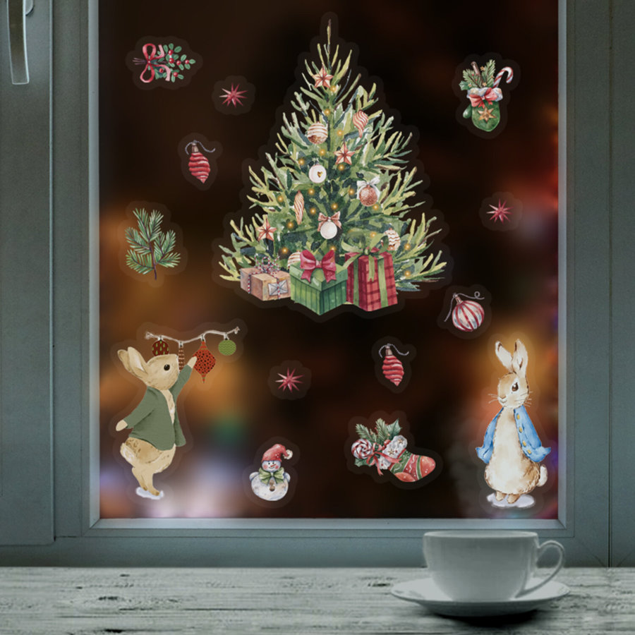 Наклейка для окон (1 штука) двусторонняя МНОГОРАЗОВАЯ 30х38 см, 