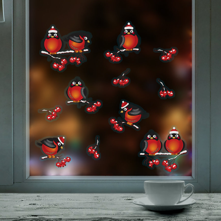 Наклейка для окон (1 штука) двусторонняя МНОГОРАЗОВАЯ 30х38 см, 