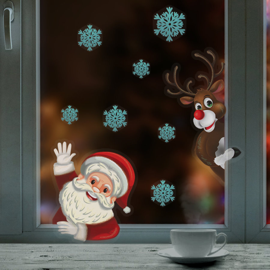 Наклейка для окон (1 штука) двусторонняя МНОГОРАЗОВАЯ 30х38 см, 