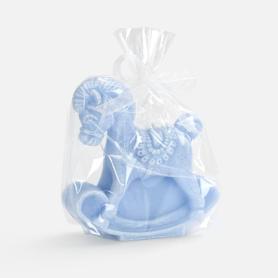 Свеча фигурная «Лошадка-качалка», голубая