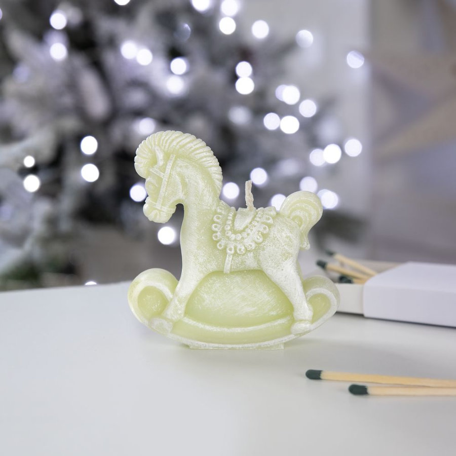 Свеча фигурная «Лошадка-качалка», зеленая