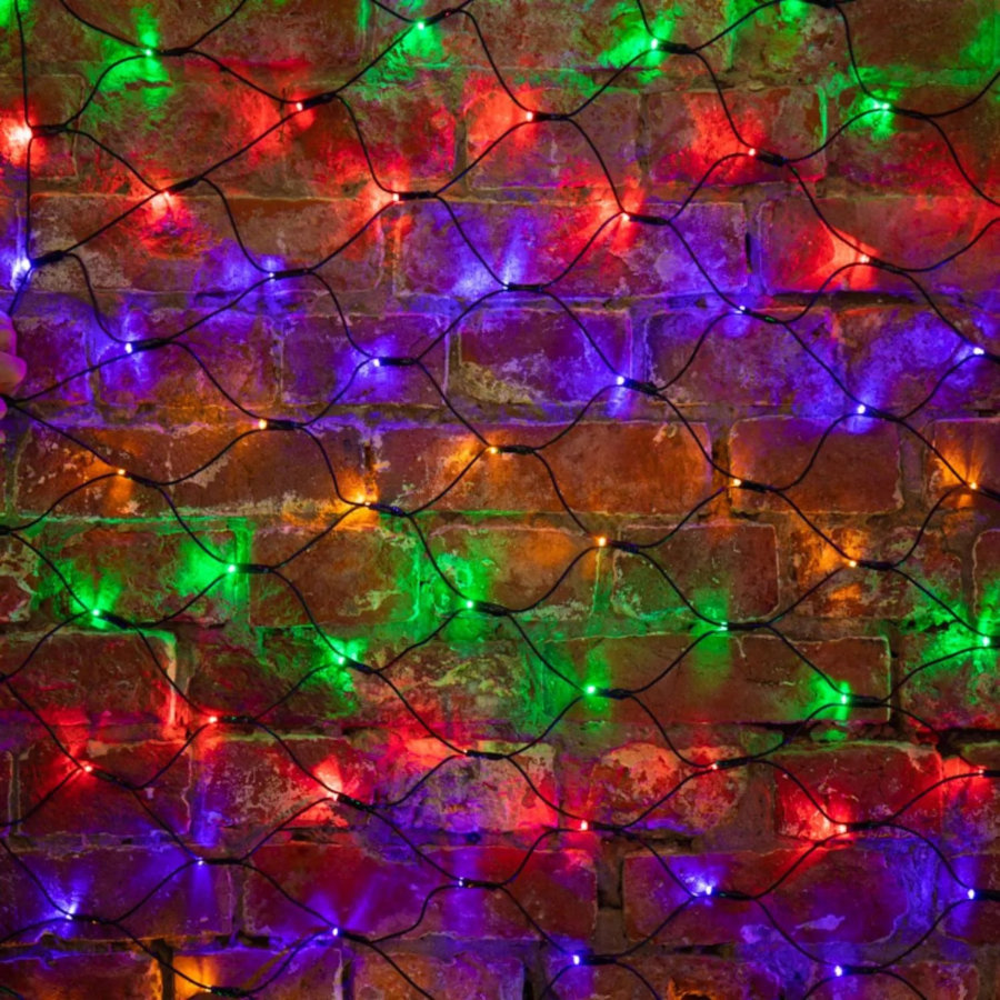 Гирлянда светодиодная Сеть 160 LED 1х1,5м, черный ПВХ, Мультиколор