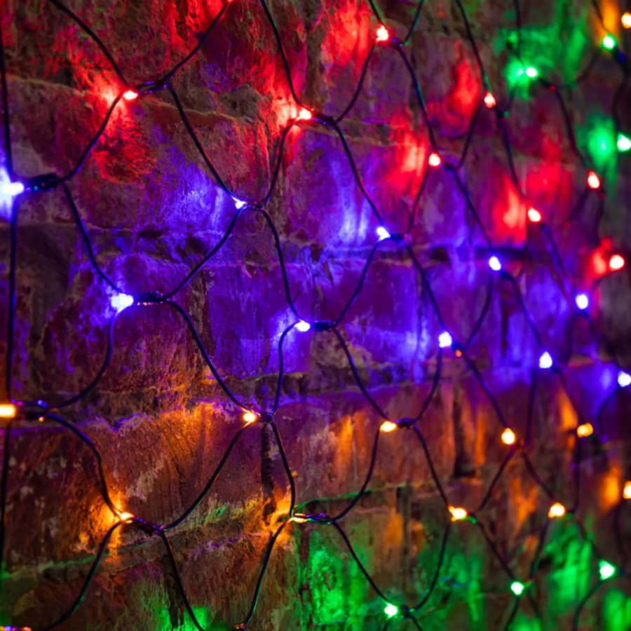 Гирлянда светодиодная Сеть 160 LED 1х1,5м, черный ПВХ, Мультиколор
