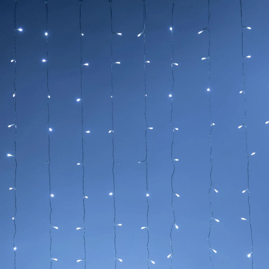 Электрогирлянда Дождь 2x1,5 м 300LED мерц. IP44 отсоед. нит хол.бел