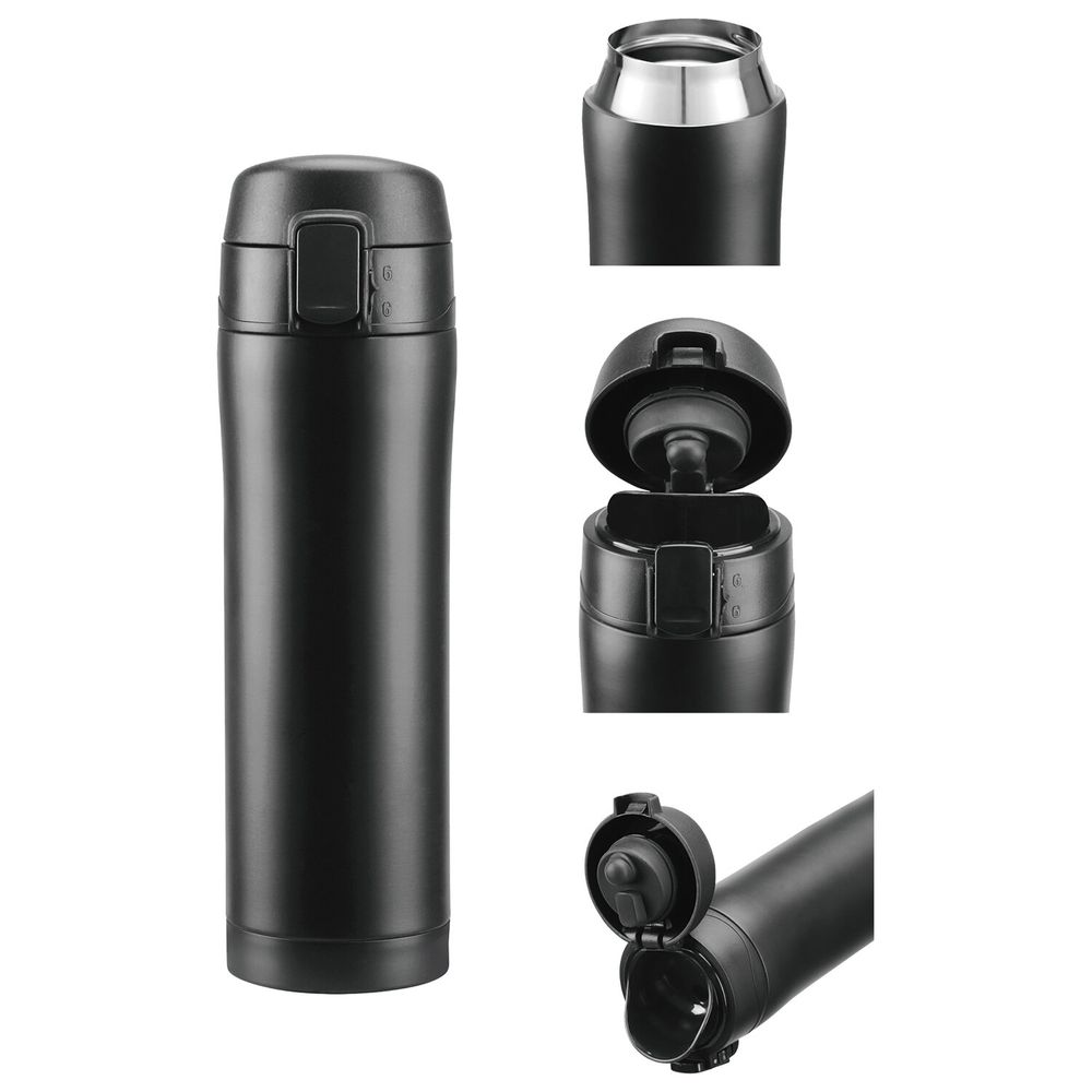 Термокружка 470 мл из нержавеющей стали SUS304, безграничный черный матовый, LAIMA