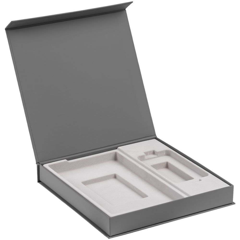 Коробка Modum с ложементом под ежедневник 13х21 см и аккумулятор серая