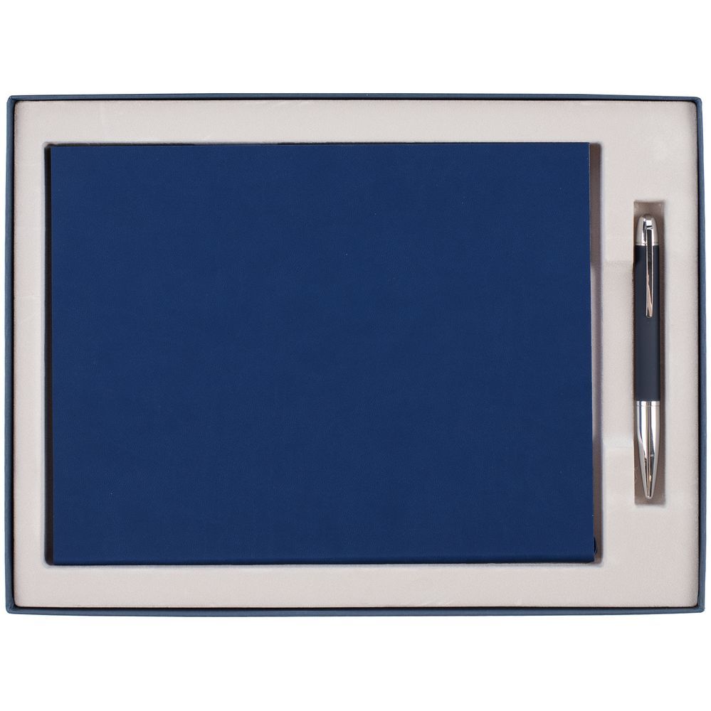 Коробка Roomy с ложементом под ежедневник А4 и ручку синяя