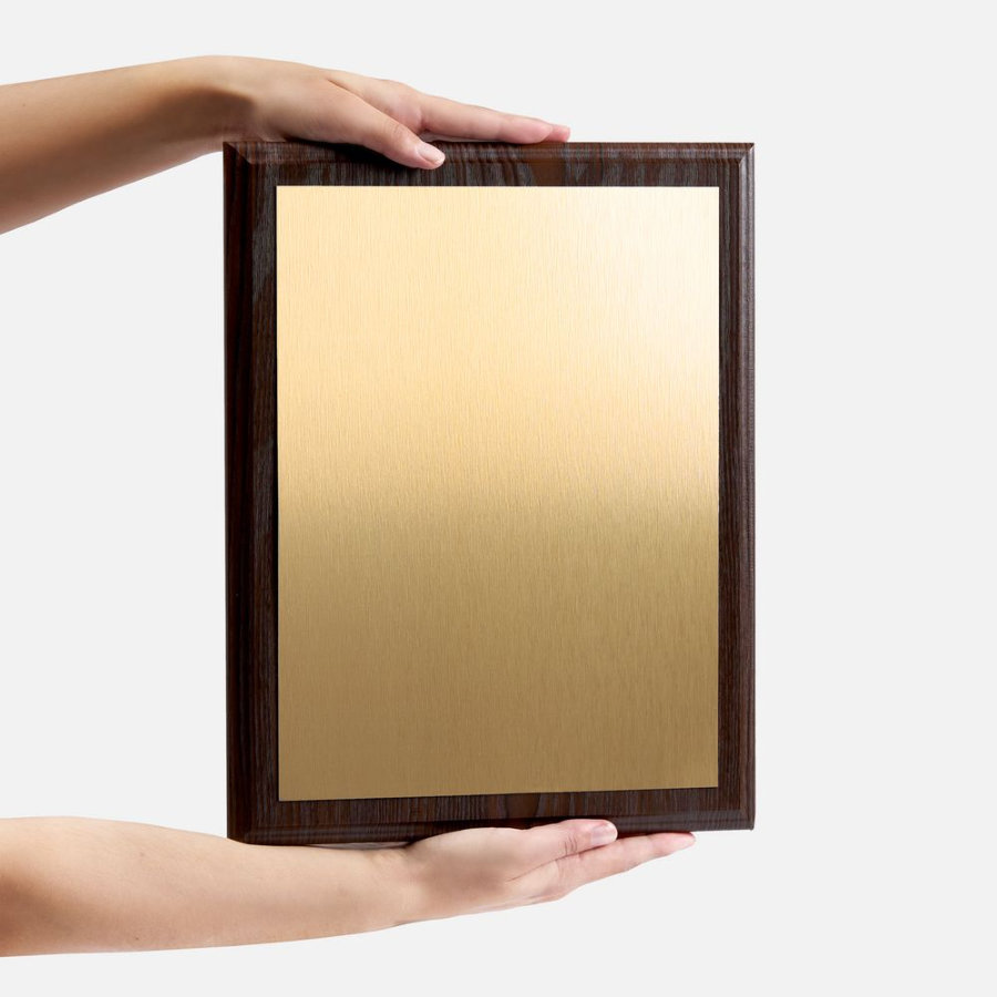 Плакетка Plaque XL венге с золотистой пластиной