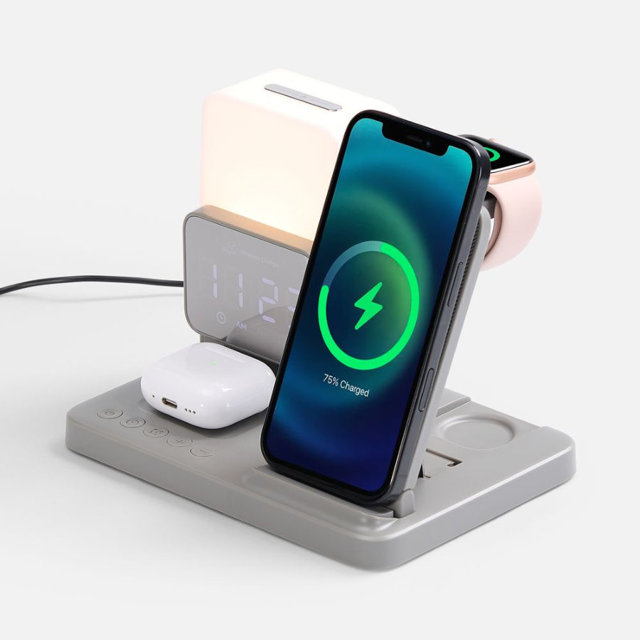 Зарядная станция с электронными часами и подсветкой Large Charge ver.3 серая