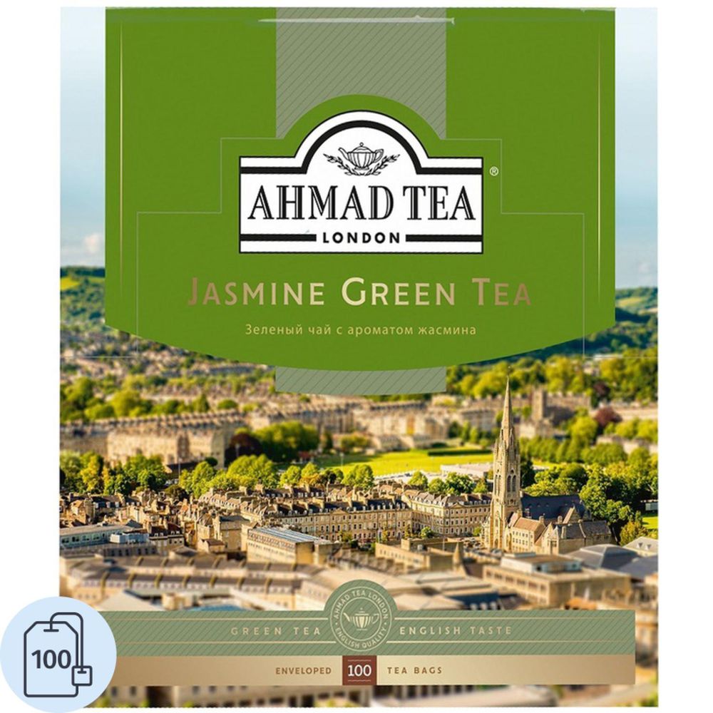 Чай Ahmad Green Jasmine Tea, зеленый, 100пак/уп