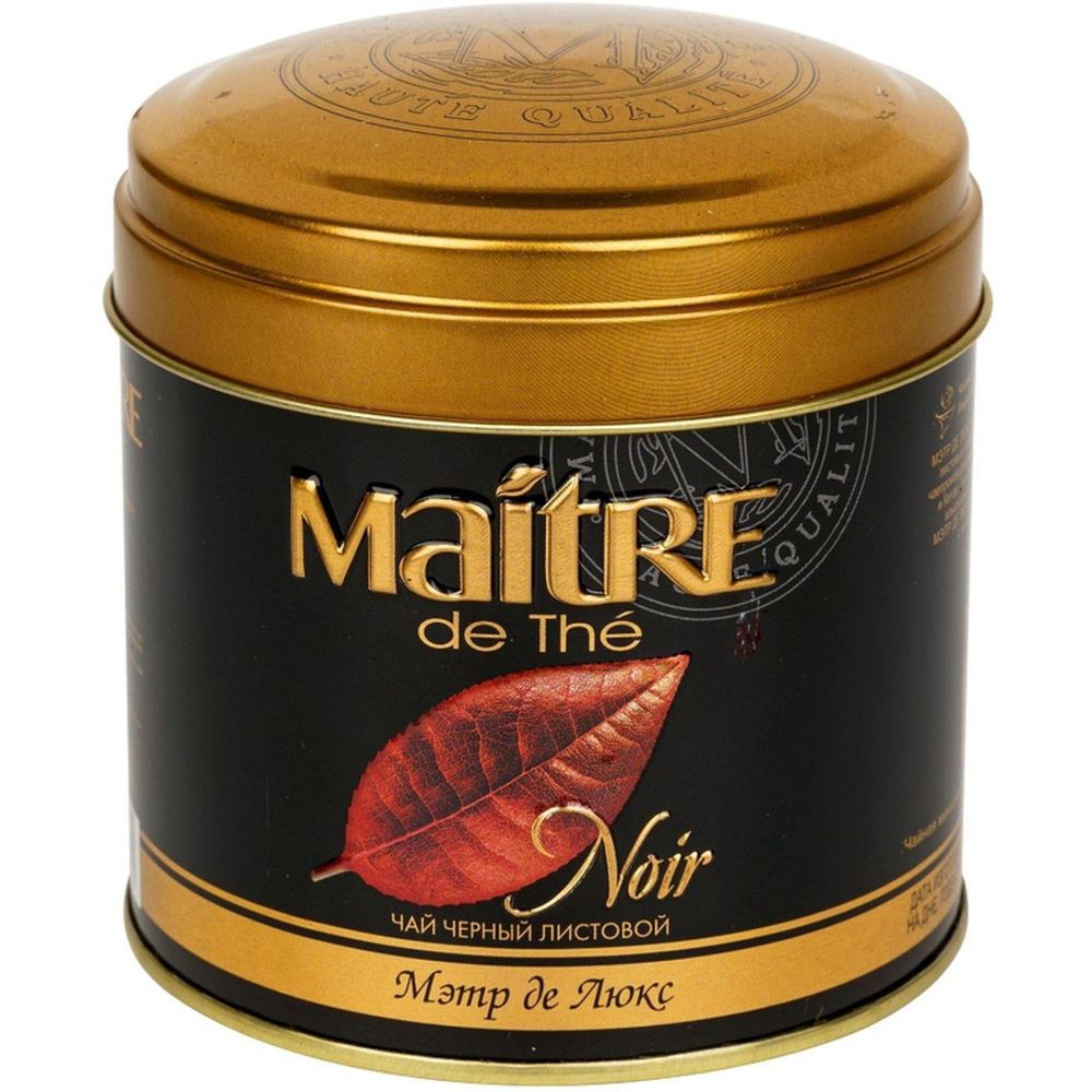 Чай Maitre Де Люкс, листовой, черный, 100г, жестяная банка
