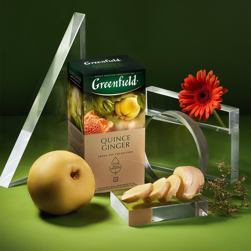 Чай Greenfield Quince Ginger (Квинс Джинджер), зеленый, 25пак/уп