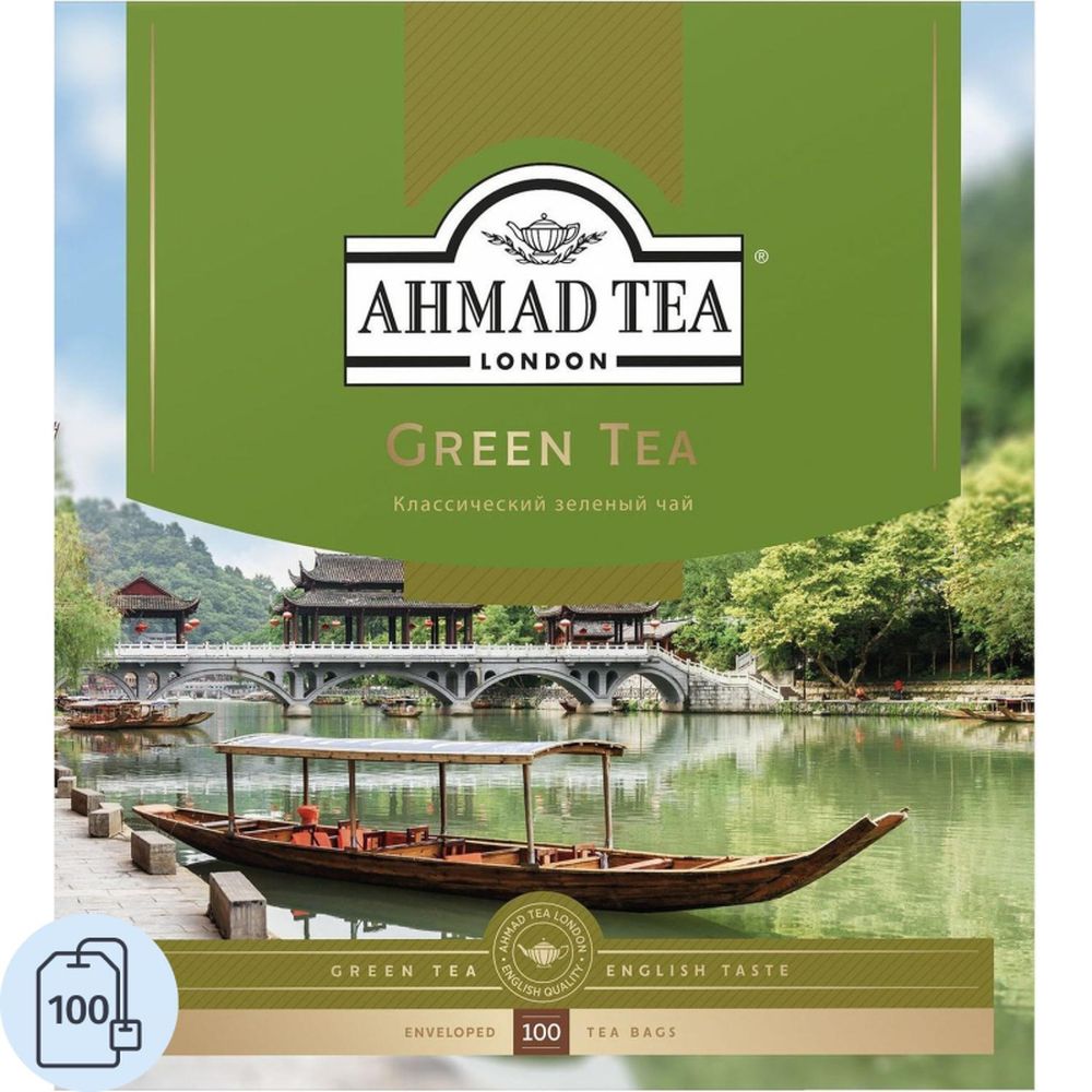 Чай Ahmad Tea Green зеленый, 100пак/уп