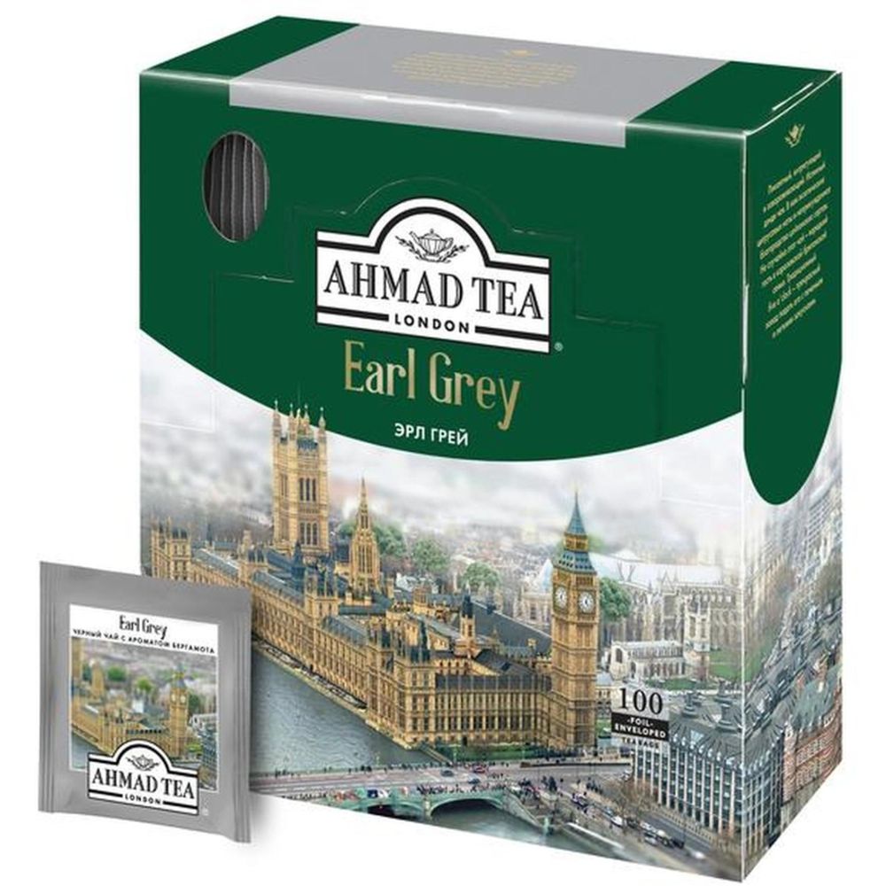Чай Ahmad Earl Grey, черный бергамотом, 100 пак/уп