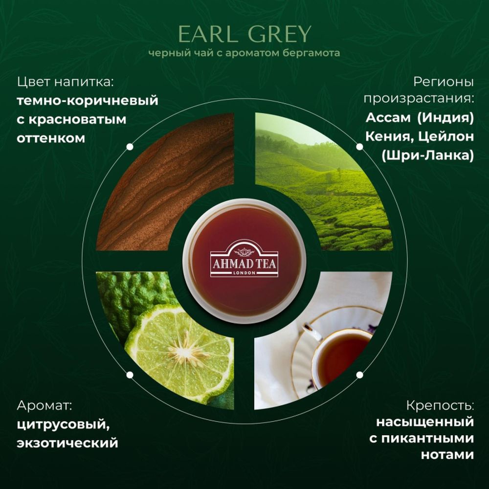 Чай Ahmad Earl Grey, черный бергамотом, 100 пак/уп