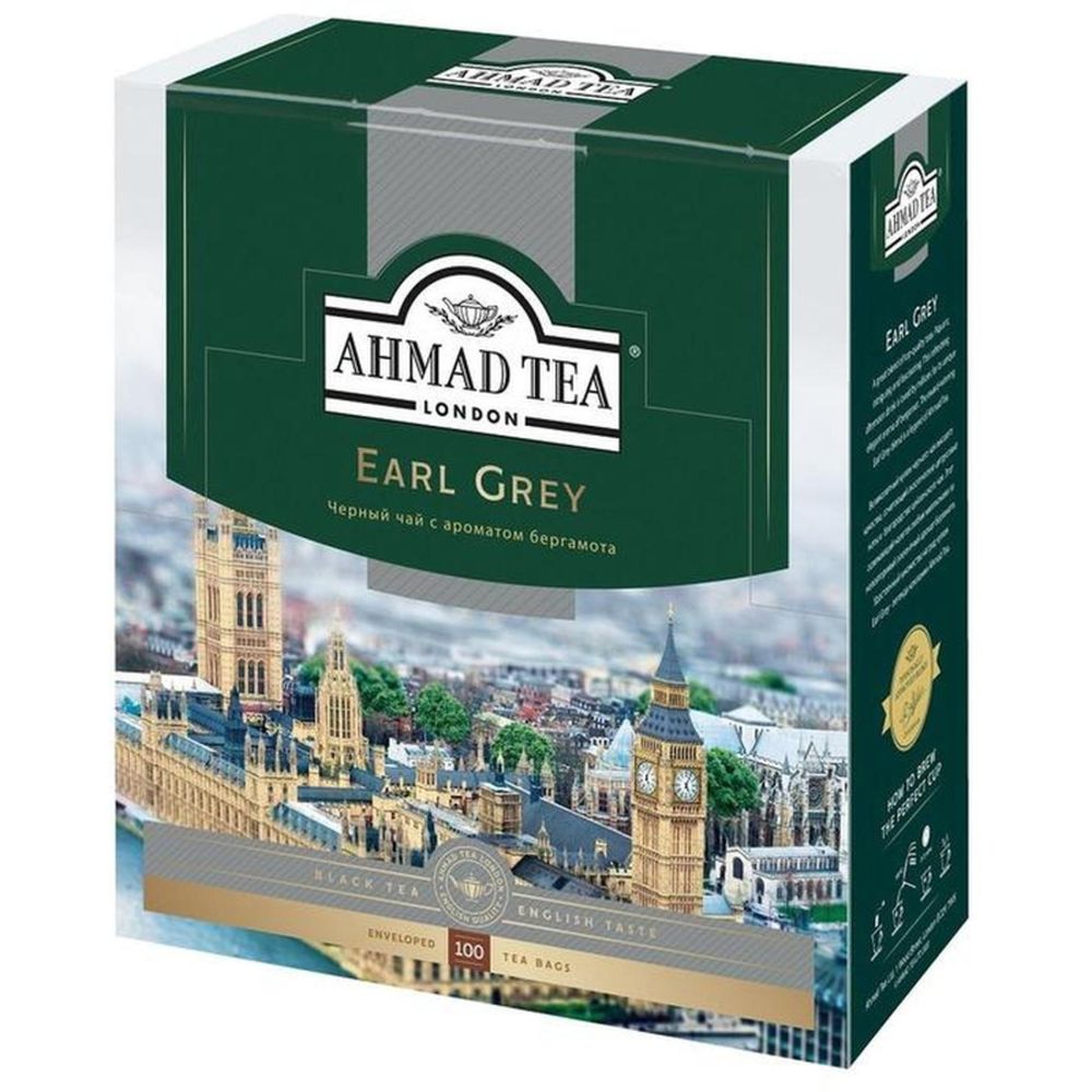 Чай Ahmad Earl Grey, черный бергамотом, 100 пак/уп