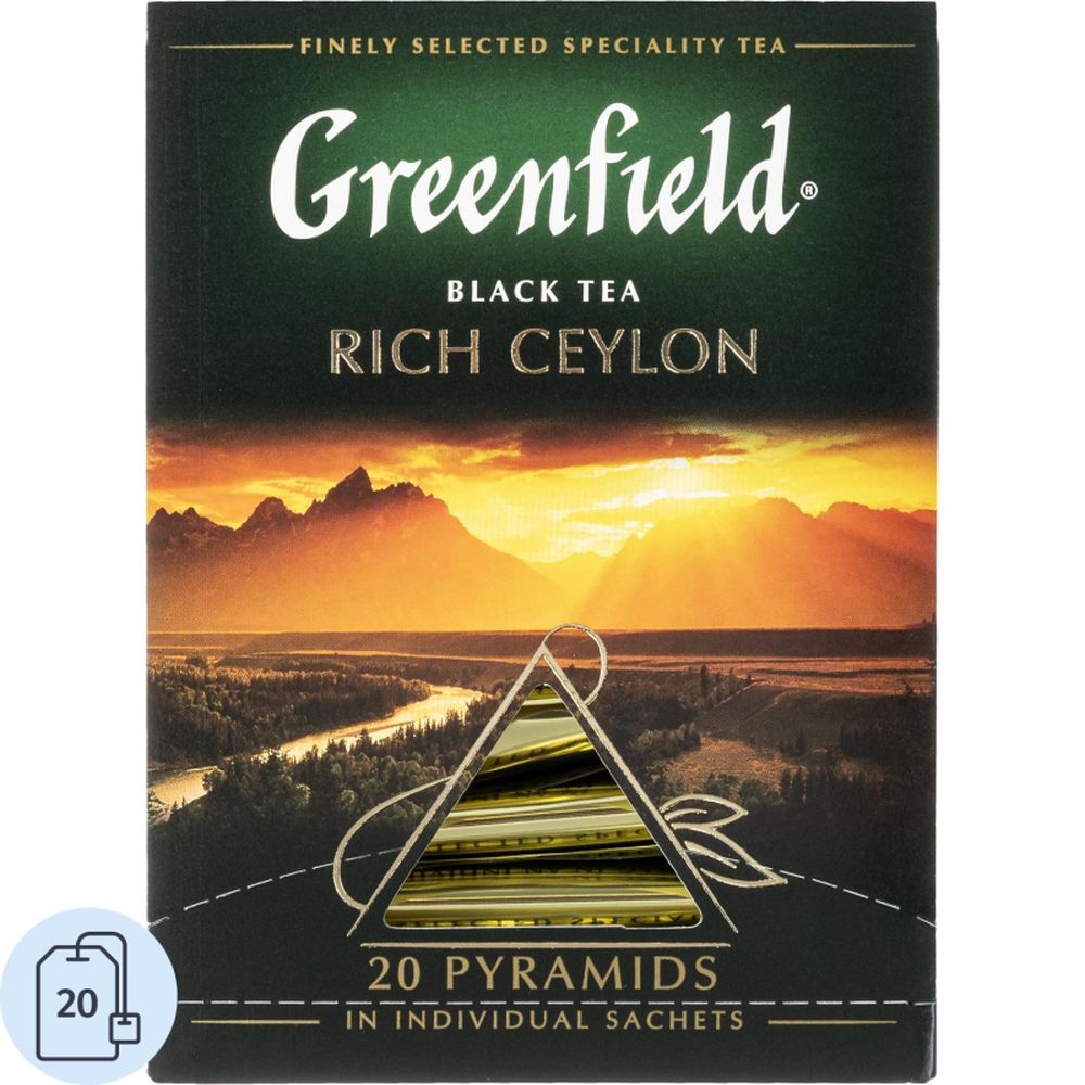 Чай Greenfield Rich Ceylon черный пирамидки фольгир. 20 пак/уп