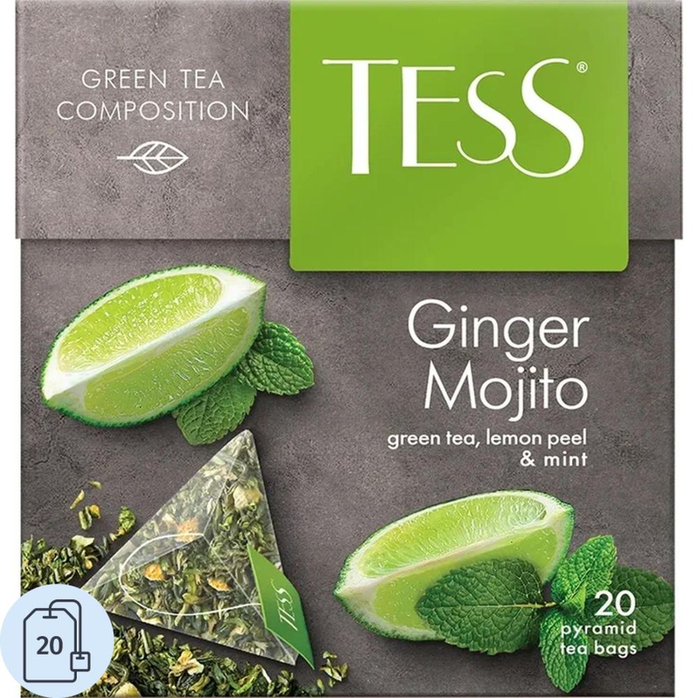 Чай TESS GINGER MOJITO зеленый пирамидки 20шт