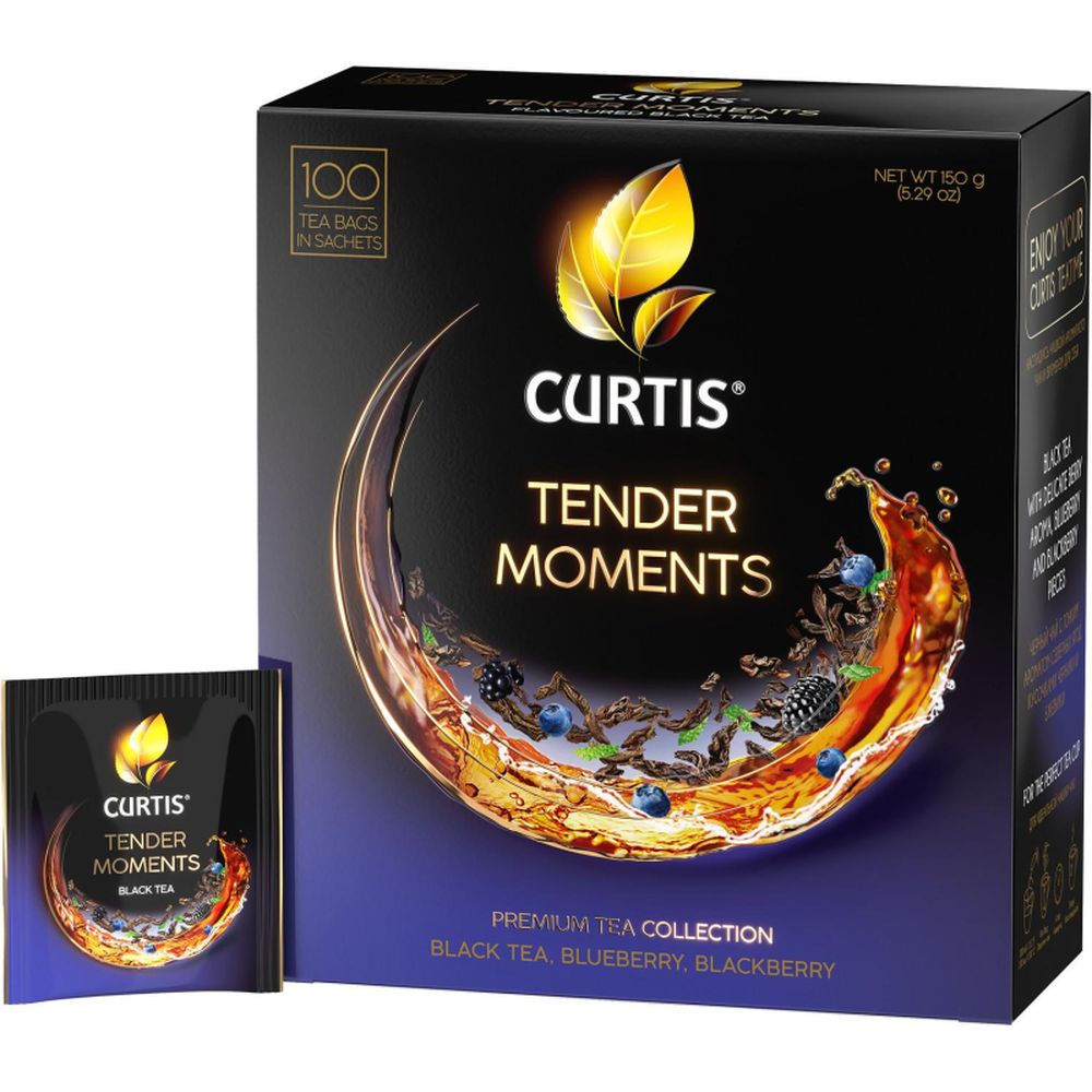 Чай Curtis Tender Moments черный со вк. черники, ежев. и мяты,1,5гх100пак
