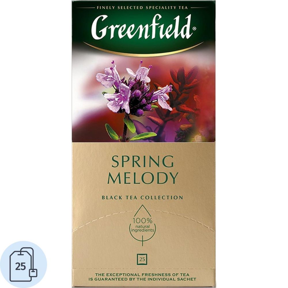 Чай Greenfield Spring Melody, индийский с ароматом мят, смородиновых листьев и чабреца, 25 пак/уп